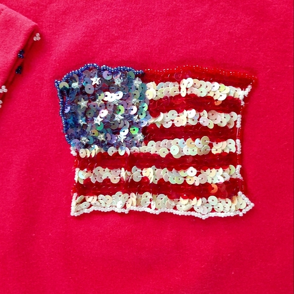 Quacker Factory Patriotic Sequin/Bead Detail Jersey Midi Dress - Picture 4 of 8